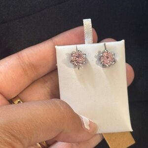 Elegant Pink Flower Stud Earrings